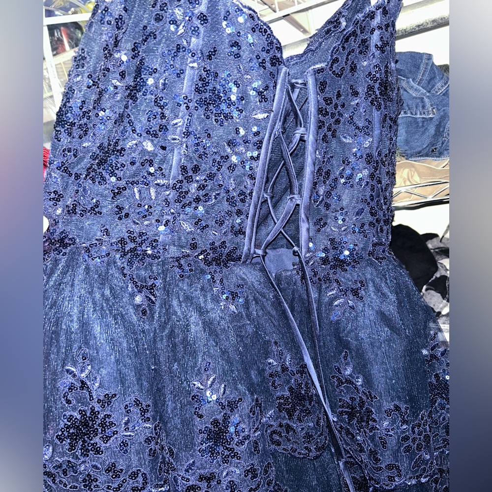 Elegant Blue Sequin Dress